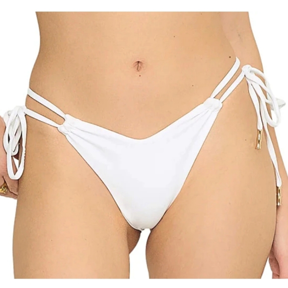 Beach Bunny White String Bikini Bottoms Ruching Emmie NWOT sz XL
